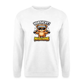 Attention : Ours Machine avec haltères - Sweat-shirt Unisexe - blanc - Devant