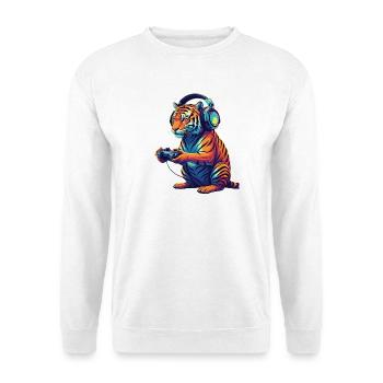 Jeux vidéo d’animaux Tiger Gaming Tigre drôle - Sweat-shirt Unisexe - blanc - Devant