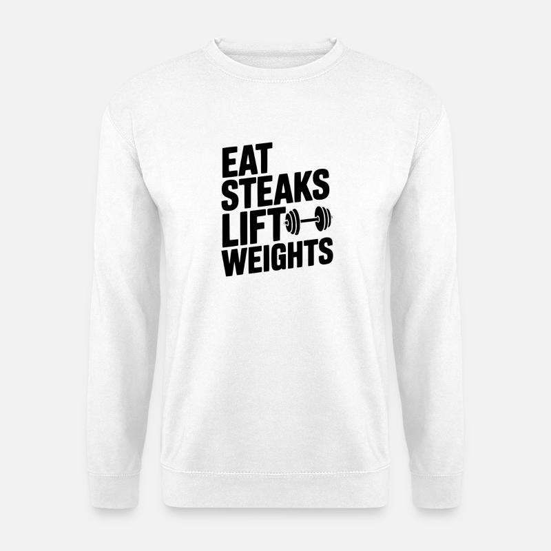 Eat Steaks Hebt Gewichte - Unisex Pullover - Weiß