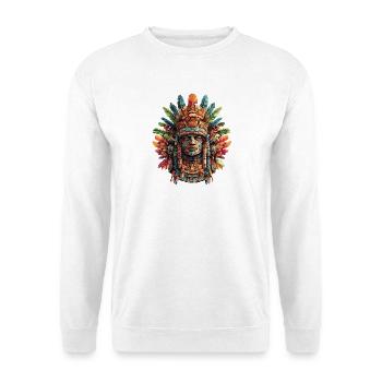 Aztec mask with colorful feathers - Unisex Sweatshirt - white - Front