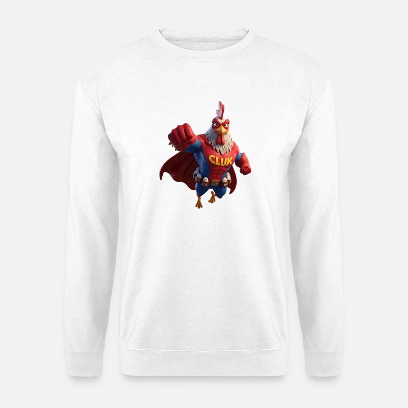 Cluk, der Hahn-Held - Unisex Pullover - Weiß