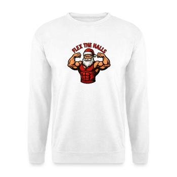 Flex The Halls Santa Gym Christmas Funny Workout - Unisex Sweatshirt - white - Front