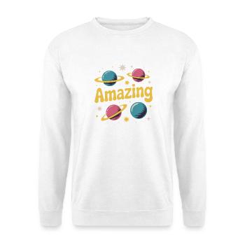 Amazing Planets Retro-Weltraumdesign - Unisex Pullover - Weiß - Vorne