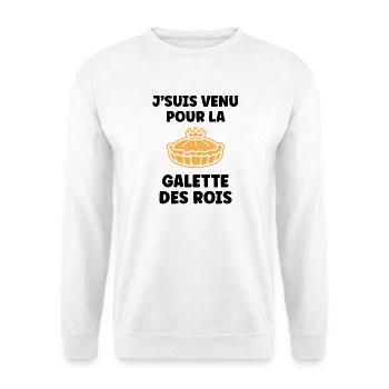 Humour galette des rois - Sweat-shirt Unisexe - blanc - Devant