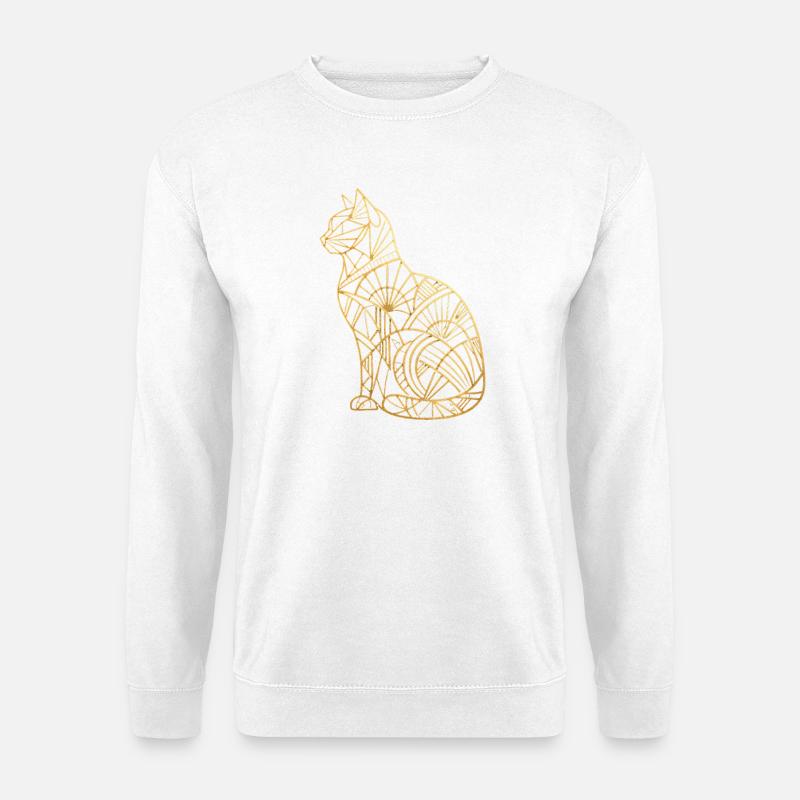 Goldene Katze im Art-Déco-Stil - Unisex Pullover - Weiß