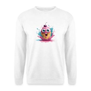 Colorful cupcake with face - Unisex Sweatshirt - white - Front