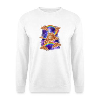 Cat Riding Pizza In Space Funny Pizza Meme - Unisex Sweatshirt - white - Front