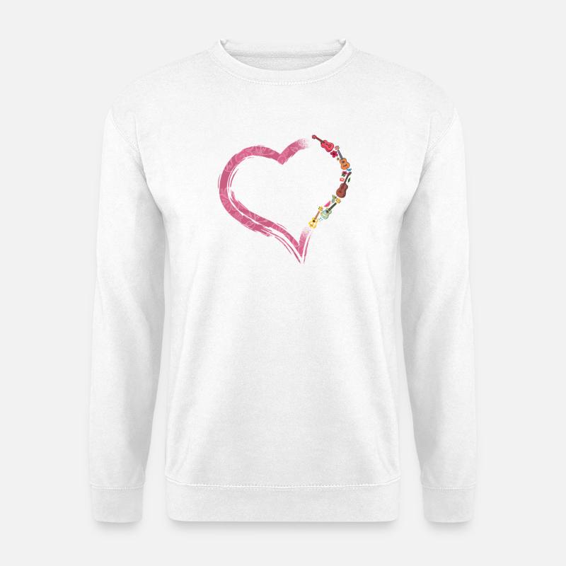Hawaiian Ukulele Uke Heart - Unisex Pullover - Weiß