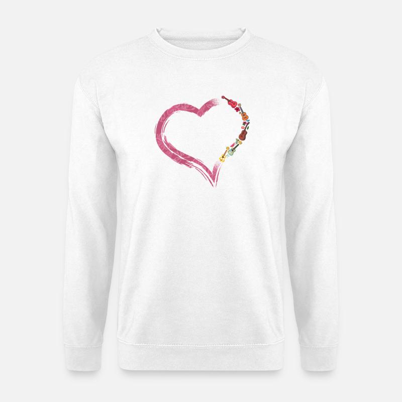 Hawaiian Ukulele Uke Heart - Unisex Pullover - Weiß