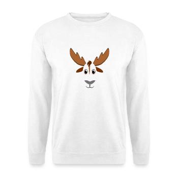 Visage d’orignal de dessin animé mignon - Bois de forêt drôles - Sweat-shirt Unisexe - blanc - Devant