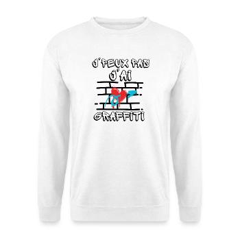 J'puex pas j'ai graffiti coeur rouge et bleu - Sweat-shirt Unisexe - blanc - Devant