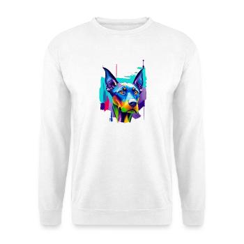 Buntes Dobermann-Pinscher Pop-Art-Porträt - Unisex Pullover - Weiß - Vorne