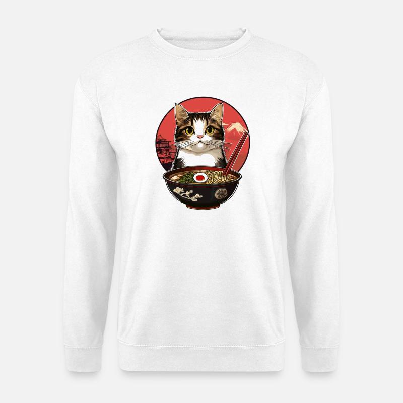 Katzen mit Ramen - Unisex Pullover - Weiß