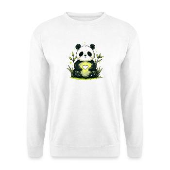 Panda with heart in the countryside - Unisex Sweatshirt - white - Front