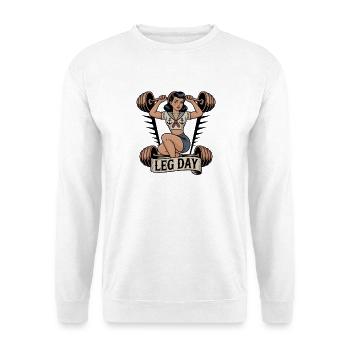 LEG DAY Pin Up Fitness Motif Vintage - Sweat-shirt Unisexe - blanc - Devant