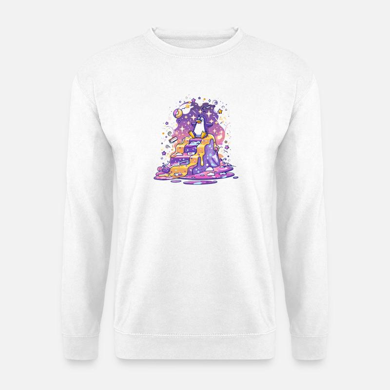 Pinguin auf Sternenstufen - Unisex Pullover - Weiß