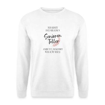 Assiette des seniors – Un drôle de dicton pour les seniors - Sweat-shirt Unisexe - blanc - Devant