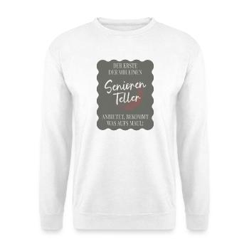 Assiette des seniors – Un drôle de dicton pour les seniors - Sweat-shirt Unisexe - blanc - Devant