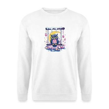 Mondnächtliche Eulen-Schaukelszene - Unisex Pullover - Weiß - Vorne