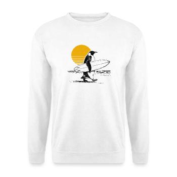 Pinguin Surfer - Unisex Pullover - Weiß - Vorne