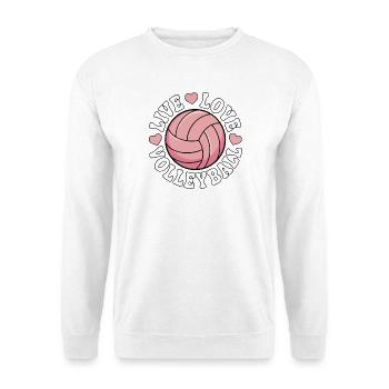 Live Love Volleyball - Pink Love Design - Unisex Pullover - Weiß - Vorne