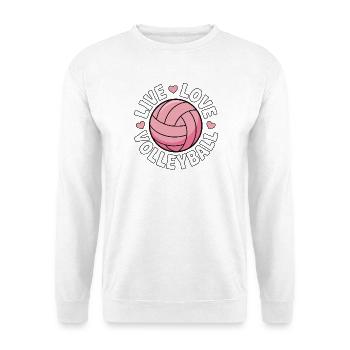 Live Love Volleyball - Pink Love Design - Unisex Pullover - Weiß - Vorne