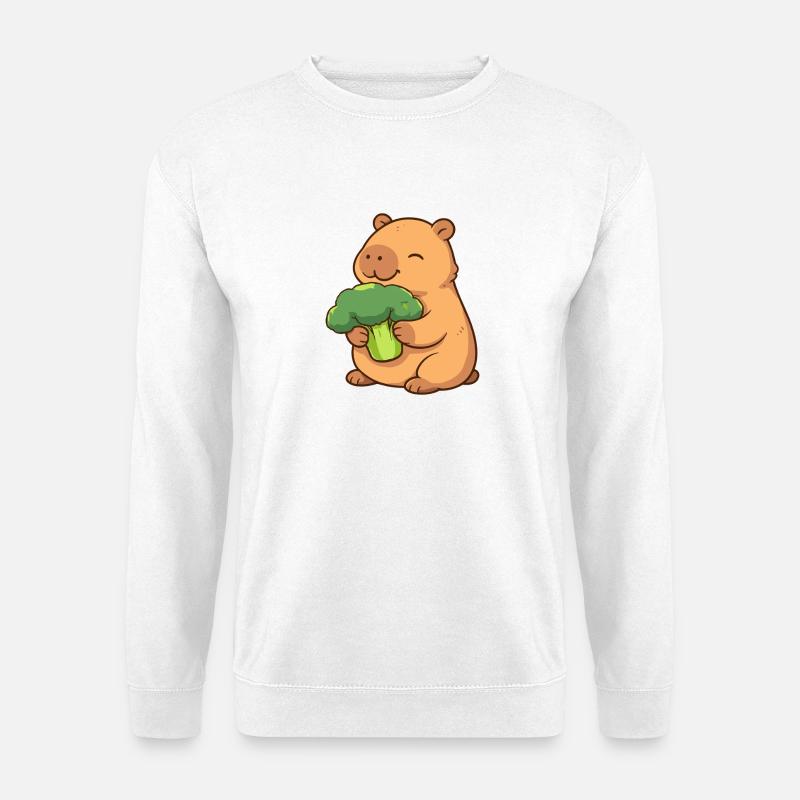 Capybara with broccoli – relaxed & cute - Unisex Sweatshirt - white