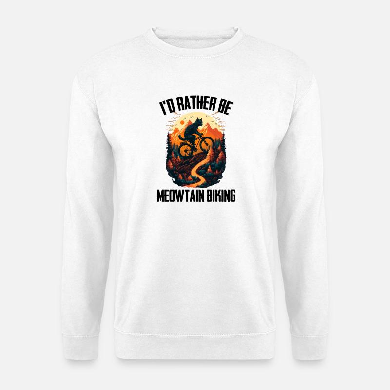 Ich wäre lieber Meowtain Biker - Unisex Pullover - Weiß