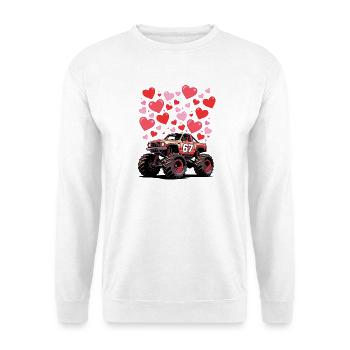 Love Hearts Monstertruck - Unisex Pullover - Weiß - Vorne