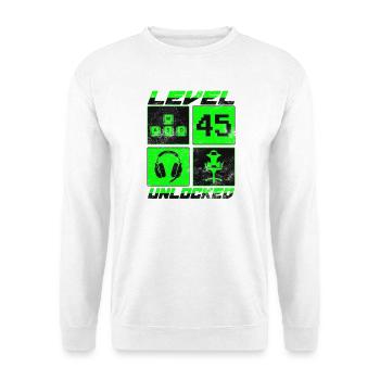 Geburtstag Geschenk Level Unlocked 45 Jahre - Unisex Pullover - Weiß - Vorne