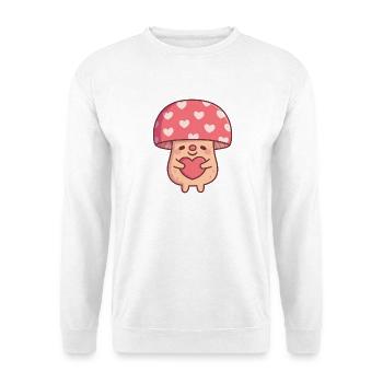 Süßer Pilz-Umarmungsherz-Valentinstag - Unisex Pullover - Weiß - Vorne