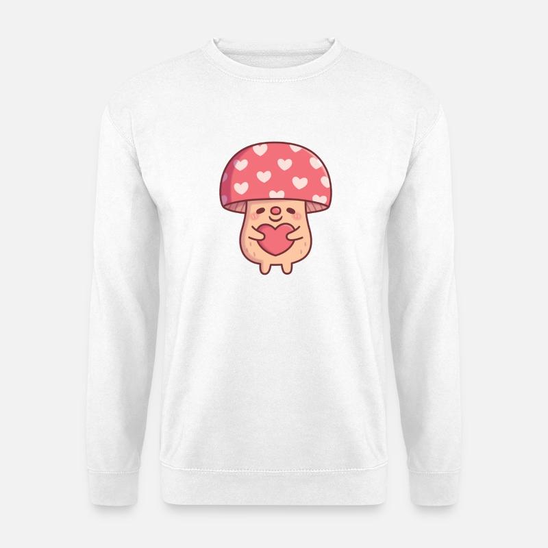 Cute Mushroom Hugging Heart Valentine - Unisex Sweatshirt - white