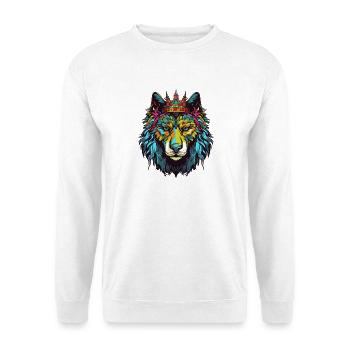 Wolf Comic Krone - Unisex Pullover - Weiß - Vorne