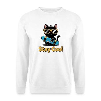Skater Cat Stay Cool - Unisex Sweatshirt - white - Front