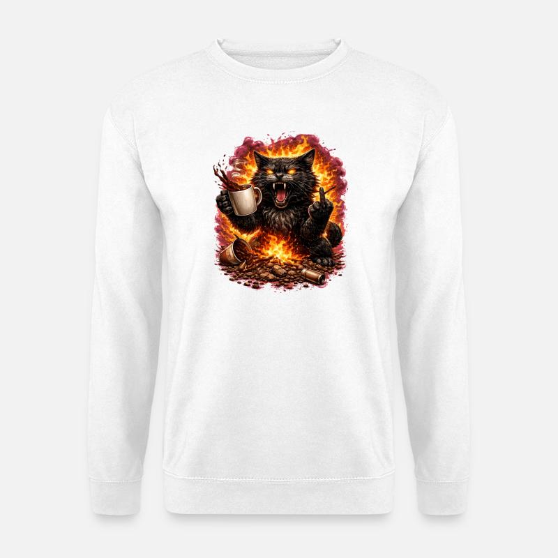 Feuerkatze Kaffee-Trotz - Unisex Pullover - Weiß