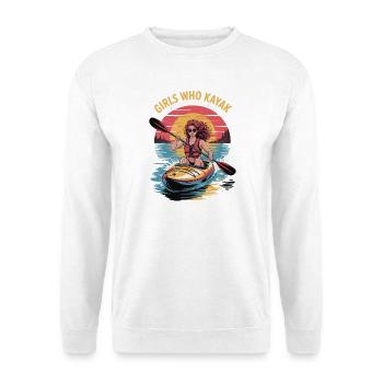 Girls Who Kayak Heaven Gift Design - Unisex Pullover - Weiß - Vorne - Alina (178cm) & Michal (187cm)