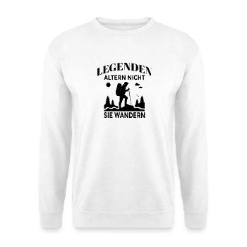 Legenden altern nicht – sie wandern - Unisex Pullover - Weiß - Vorne