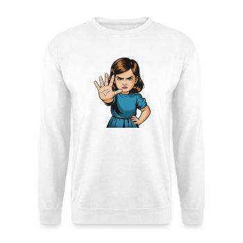 StopGeste Mädchen Cartoon - Unisex Pullover - Weiß - Vorne - Alina (178cm) & Michal (187cm)