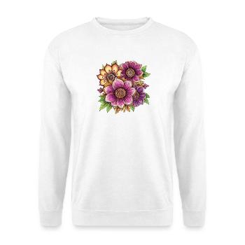 Leuchtende Blütenpracht Floral - Unisex Pullover - Weiß - Vorne