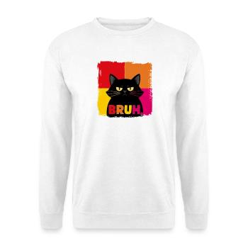 Portrait néon de chat BRUH - Sweat-shirt Unisexe - blanc - Devant