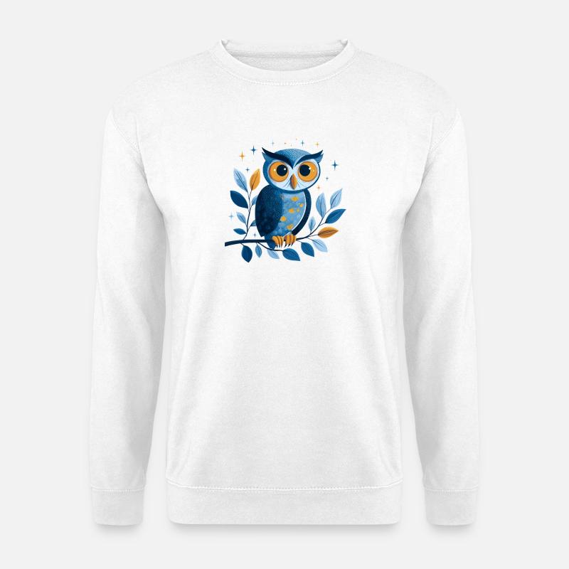 Blaue Eule Sternenwelt - Unisex Pullover - Weiß