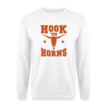 Hook Em Horns Bull Skull Design - Unisex Pullover - Weiß - Vorne