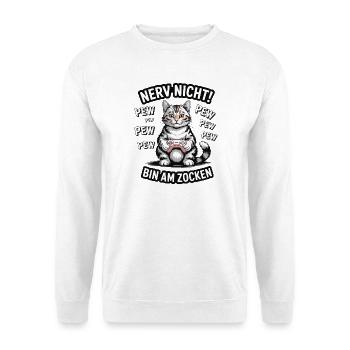 Nerv nicht bin am Zocken Gamer Katze Design - Unisex Pullover - Weiß - Vorne
