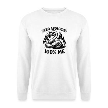 Zero Apologies 100% Me Flamingo Funny Sassy - Unisex Pullover - Weiß - Vorne