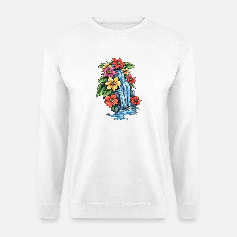 Hibiscus de la cascade tropicale - Sweat-shirt Unisexe - blanc