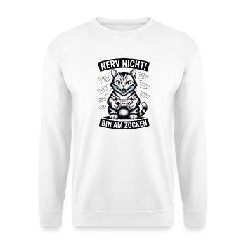 Nerv nicht bin am Zocken Gamer Katze Design - Unisex Pullover - Weiß - Vorne