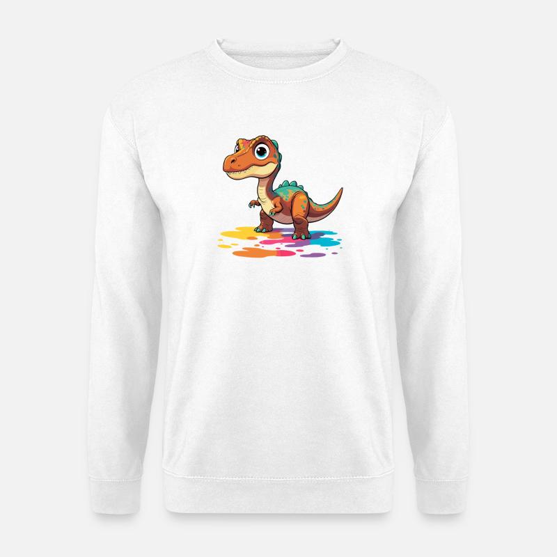 Bunter Dinosaurier Farbklecks - Unisex Pullover - Weiß