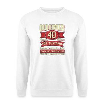 Oldtimer 40 Special Edition Top Zustand - Unisex Pullover - Weiß - Vorne - Alina (178cm) & Michal (187cm)