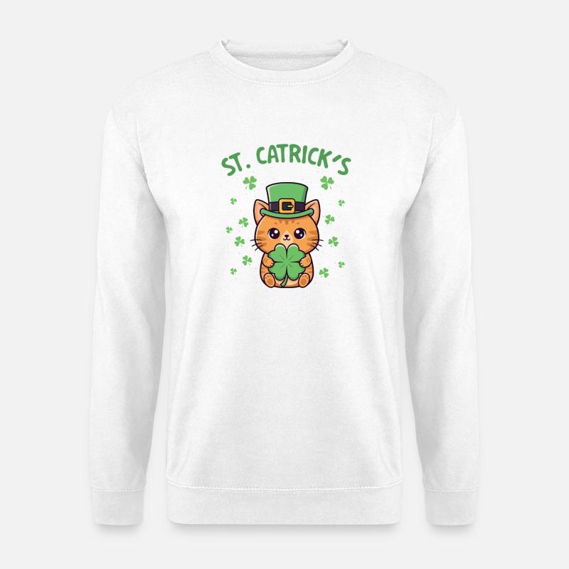 St. Catrick's Day irischer Katzenliebhaber - Unisex Pullover - Weiß