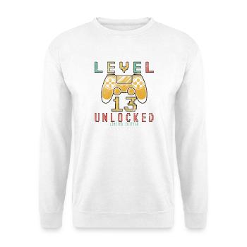 13th Birthday Boys Gamer Level 13 Unlocked - Unisex Sweatshirt - white - Front